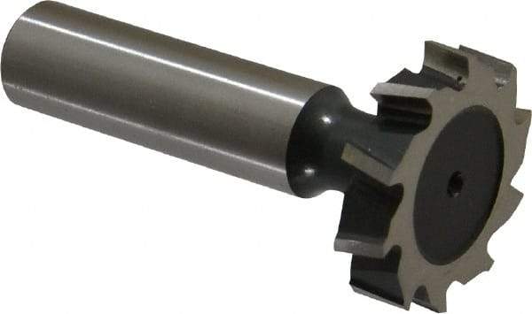 Interstate - 1-1/8" Diam x 1/4" Face Width, Cobalt, 12 Teeth, Shank Connection Woodruff Keyseat Cutter - Uncoated, 2-1/4" OAL x 1/2" Shank, Staggered Teeth, ANSI 809, Old Standard 18 - Exact Industrial Supply