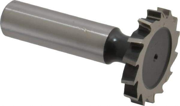 Interstate - 1-1/4" Diam x 3/16" Face Width, Cobalt, 14 Teeth, Shank Connection Woodruff Keyseat Cutter - Uncoated, 2-3/16" OAL x 1/2" Shank, Staggered Teeth, ANSI 610, Old Standard 19 - Exact Industrial Supply
