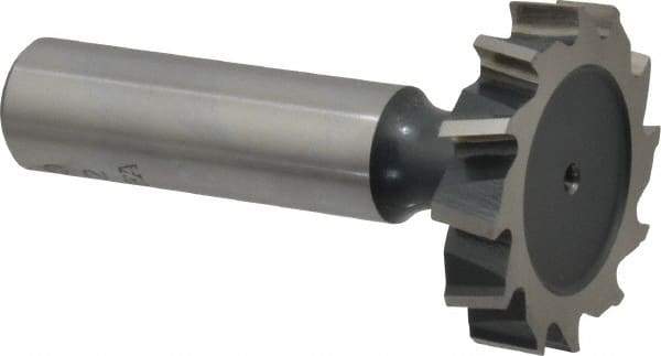 Interstate - 1-1/4" Diam x 1/4" Face Width, Cobalt, 14 Teeth, Shank Connection Woodruff Keyseat Cutter - Uncoated, 2-1/4" OAL x 1/2" Shank, Staggered Teeth, ANSI 810, Old Standard 21 - Exact Industrial Supply