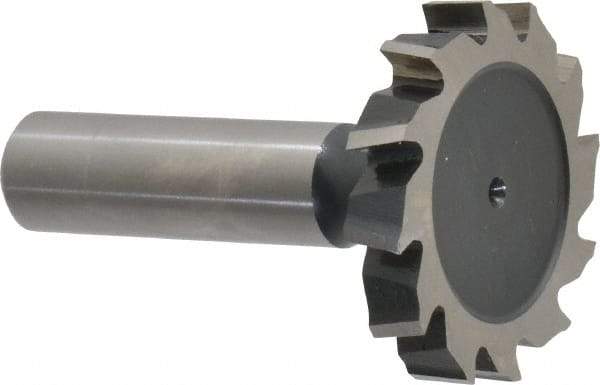 Interstate - 1-1/2" Diam x 1/4" Face Width, Cobalt, 16 Teeth, Shank Connection Woodruff Keyseat Cutter - Uncoated, 2-1/4" OAL x 1/2" Shank, Staggered Teeth, ANSI 812, Old Standard 24 - Exact Industrial Supply