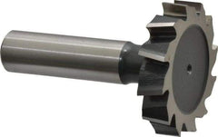 Interstate - 1-1/2" Diam x 5/16" Face Width, Cobalt, 16 Teeth, Shank Connection Woodruff Keyseat Cutter - Uncoated, 2-5/16" OAL x 1/2" Shank, Staggered Teeth, ANSI 1012, Old Standard 25 - Exact Industrial Supply