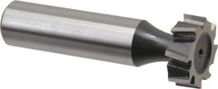 Interstate - 3/4" Diam x 1/4" Face Width, Cobalt, 10 Teeth, Shank Connection Woodruff Keyseat Cutter - Uncoated, 2-1/4" OAL x 1/2" Shank, Staggered Teeth, ANSI 806, Old Standard 91 - Exact Industrial Supply