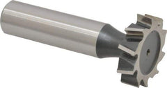 Interstate - 1" Diam x 1/4" Face Width, High Speed Steel, 12 Teeth, Shank Connection Woodruff Keyseat Cutter - Uncoated, 2-1/4" OAL x 1/2" Shank, Staggered Teeth, ANSI 808, Old Standard 15 - Exact Industrial Supply