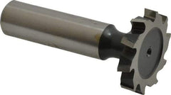 Interstate - 1-1/8" Diam x 3/16" Face Width, High Speed Steel, 12 Teeth, Shank Connection Woodruff Keyseat Cutter - Uncoated, 2-3/16" OAL x 1/2" Shank, Staggered Teeth, ANSI 609, Old Standard 16 - Exact Industrial Supply