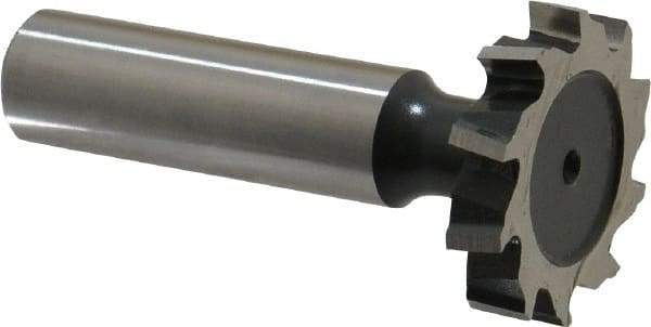 Interstate - 1-1/8" Diam x 7/32" Face Width, High Speed Steel, 12 Teeth, Shank Connection Woodruff Keyseat Cutter - Uncoated, 2-7/32" OAL x 1/2" Shank, Staggered Teeth, ANSI 709, Old Standard 17 - Exact Industrial Supply