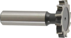 Interstate - 1-1/4" Diam x 3/16" Face Width, High Speed Steel, 14 Teeth, Shank Connection Woodruff Keyseat Cutter - Uncoated, 2-3/16" OAL x 1/2" Shank, Staggered Teeth, ANSI 610, Old Standard 19 - Exact Industrial Supply