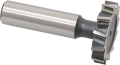 Interstate - 1-1/4" Diam x 1/4" Face Width, High Speed Steel, 14 Teeth, Shank Connection Woodruff Keyseat Cutter - Uncoated, 2-1/4" OAL x 1/2" Shank, Staggered Teeth, ANSI 810, Old Standard 21 - Exact Industrial Supply