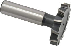Interstate - 1-1/2" Diam x 1/4" Face Width, High Speed Steel, 16 Teeth, Shank Connection Woodruff Keyseat Cutter - Uncoated, 2-1/4" OAL x 1/2" Shank, Staggered Teeth, ANSI 812, Old Standard 24 - Exact Industrial Supply