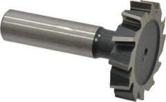 Interstate - 1-1/2" Diam x 5/16" Face Width, High Speed Steel, 12 Teeth, Shank Connection Woodruff Keyseat Cutter - Uncoated, 2-5/16" OAL x 1/2" Shank, Staggered Teeth, ANSI 1012, Old Standard 25 - Exact Industrial Supply