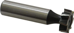 Interstate - 3/4" Diam x 1/4" Face Width, High Speed Steel, 10 Teeth, Shank Connection Woodruff Keyseat Cutter - Uncoated, 2-1/4" OAL x 1/2" Shank, Staggered Teeth, ANSI 806, Old Standard 91 - Exact Industrial Supply