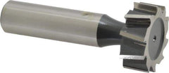 Interstate - 1" Diam x 3/8" Face Width, High Speed Steel, 10 Teeth, Shank Connection Woodruff Keyseat Cutter - Uncoated, 2-3/8" OAL x 1/2" Shank, Staggered Teeth, ANSI 1208, Old Standard 152 - Exact Industrial Supply