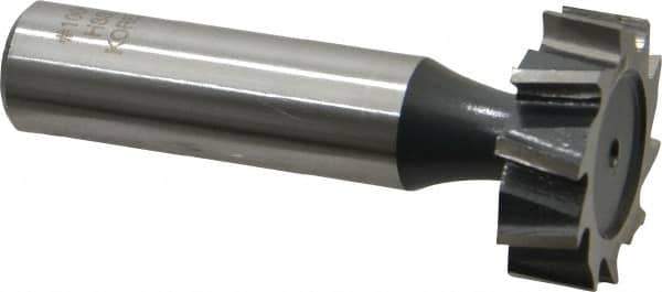 Interstate - 1" Diam x 5/16" Face Width, High Speed Steel, 12 Teeth, Shank Connection Woodruff Keyseat Cutter - Uncoated, 2-5/16" OAL x 1/2" Shank, Staggered Teeth, ANSI 1008, Old Standard B - Exact Industrial Supply