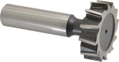 Interstate - 1-1/4" Diam x 3/8" Face Width, High Speed Steel, 14 Teeth, Shank Connection Woodruff Keyseat Cutter - Uncoated, 2-3/8" OAL x 1/2" Shank, Staggered Teeth, ANSI 1210, Old Standard E - Exact Industrial Supply