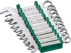 SK - 10 Piece, 10 to 19mm, 12 Point, Combination Wrench Set - Metric System of Measurement, Chrome Finish, Comes in Plastic Tray - Exact Industrial Supply