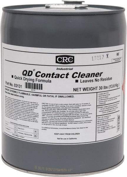 CRC - 5 Gallon Pail Contact Cleaner - 0°F Flash Point, 22,600 Volt Dielectric Strength, Flammable, Food Grade, Plastic Safe - Exact Industrial Supply