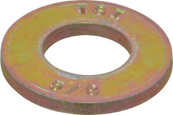 Made in USA - 5/8" Screw, Grade 8 Alloy Steel SAE Flat Washer - 21/32" ID x 1-5/16" OD, 0.146" Thick, Zinc Yellow Dichromate Finish - Exact Industrial Supply