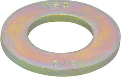 Made in USA - 7/8" Screw, Grade 8 Alloy Steel SAE Flat Washer - 15/16" ID x 1-3/4" OD, 0.16" Thick, Zinc Yellow Dichromate Finish - Exact Industrial Supply