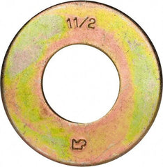 Made in USA - 1-1/2" Screw, Grade 8 Alloy Steel USS Flat Washer - 1.615" ID x 3.545" OD, 0.213" Thick, Zinc Yellow Dichromate Finish - Exact Industrial Supply