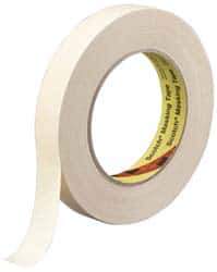 3M - 3/4" Wide x 60 Yd Long Tan Paper Masking Tape - Series 231, 7.6 mil Thick, 28 In/Lb Tensile Strength - Exact Industrial Supply