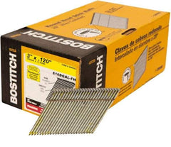 Stanley Bostitch - 11 Gauge 0.12" Shank Diam 3" Long Framing Nails for Power Nailers - Steel, Galvanized Finish, Smooth Shank, Angled Stick Wire Collation, Round Head, Diamond Point - Exact Industrial Supply