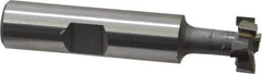 Made in USA - 9/16" Cut Diam, 15/64" Cut Width, 17/64" Neck Diam, 1/2" Shank Diam, 2-19/32" OAL, C2 Carbide-Tipped T-Slot Cutter - Uncoated, 1/4" Bolt, 1-13/16" Shank Length, Staggered Teeth, 6 Teeth, Weldon Flat - Exact Industrial Supply