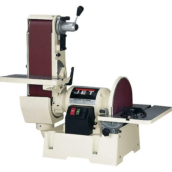 Jet - 48 Inch Long x 6 Inch Wide Belt, 12 Inch Diameter, Horizontal and Vertical Combination Sanding Machine - 2,500 Ft./min Belt Speed, 1-1/2 HP, Single Phase - Exact Industrial Supply