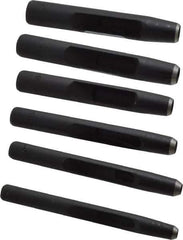 General - 6 Piece, 3/16 to 1/2", Hollow Punch Set - Square Shank, Comes in Plastic Roll - Exact Industrial Supply