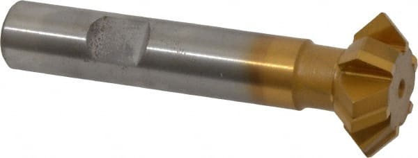 Whitney Tool Co. - 1° 1" Cut Diam, 3/8" Cut Width, 1/2" Shank, Carbide-Tipped Double-Angle Cutter - Exact Industrial Supply