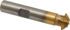 Whitney Tool Co. - 1/2" Diam x 1/8" Width of Cut, 45° Included Angle, Shank Connection, Carbide Tipped Single Angle Cutter - 3/8" Shank Diam, 2-1/8" Overall Length, Right Hand Cut, TiN Coated - Exact Industrial Supply