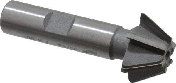 Whitney Tool Co. - 1" Diam x 7/16" Width of Cut, 60° Included Angle, Shank Connection, Carbide Tipped Single Angle Cutter - 1/2" Shank Diam, 2-1/2" Overall Length, Right Hand Cut, Uncoated - Exact Industrial Supply