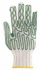 Cut-Resistant Gloves: Size L, ANSI Cut 5, Polyurethane Tan & Green, Palm & Fingers Coated