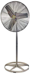 Airmaster - 30" Blade, 1/4 hp, 8,800 Max CFM, Single Phase Food Service Non-Adjustable Pedestal Fan - 115/230 Volts, 1 Speed - Exact Industrial Supply