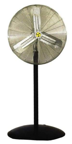 Airmaster - 30" Blade, 1/3 hp, 5,143, 5,943 & 7,794 CFM, Oscillating Industrial Circulation Fan - Pedestal, 115 Volts, 2.5 Amps, 3 Speed - Exact Industrial Supply