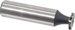 Interstate - 1/2" Diam x 1/16" Face Width, High Speed Steel, 8 Teeth, Shank Connection Woodruff Keyseat Cutter - Uncoated, 2-1/16" OAL x 1/2" Shank, Straight Teeth, ANSI 204, Old Standard 1 - Exact Industrial Supply