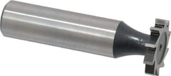 Interstate - 3/4" Diam x 1/8" Face Width, High Speed Steel, 10 Teeth, Shank Connection Woodruff Keyseat Cutter - Uncoated, 2-1/8" OAL x 1/2" Shank, Straight Teeth, ANSI 406, Old Standard 7 - Exact Industrial Supply