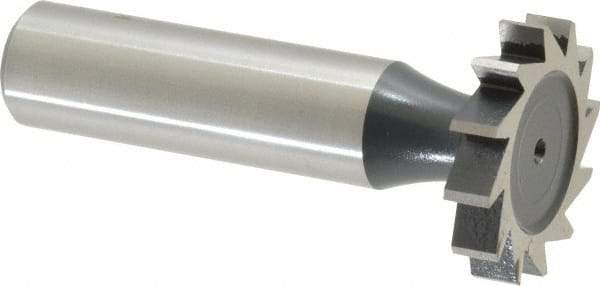 Interstate - 1" Diam x 3/16" Face Width, High Speed Steel, 12 Teeth, Shank Connection Woodruff Keyseat Cutter - Uncoated, 2-3/16" OAL x 1/2" Shank, Straight Teeth, ANSI 608, Old Standard 13 - Exact Industrial Supply