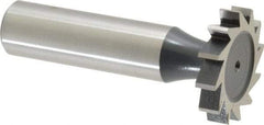 Interstate - 1" Diam x 3/16" Face Width, High Speed Steel, 12 Teeth, Shank Connection Woodruff Keyseat Cutter - Uncoated, 2-3/16" OAL x 1/2" Shank, Straight Teeth, ANSI 608, Old Standard 13 - Exact Industrial Supply