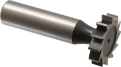 Interstate - 1" Diam x 7/32" Face Width, High Speed Steel, 12 Teeth, Shank Connection Woodruff Keyseat Cutter - Uncoated, 2-7/32" OAL x 1/2" Shank, Straight Teeth, ANSI 708, Old Standard 14 - Exact Industrial Supply