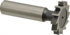 Interstate - 1-1/8" Diam x 3/16" Face Width, High Speed Steel, 12 Teeth, Shank Connection Woodruff Keyseat Cutter - Uncoated, 2-3/16" OAL x 1/2" Shank, Straight Teeth, ANSI 609, Old Standard 16 - Exact Industrial Supply