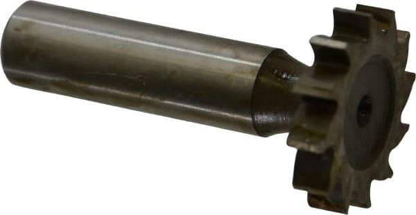 Interstate - 1-1/8" Diam x 7/32" Face Width, High Speed Steel, 12 Teeth, Shank Connection Woodruff Keyseat Cutter - Uncoated, 2-7/32" OAL x 1/2" Shank, Straight Teeth, ANSI 709, Old Standard 17 - Exact Industrial Supply