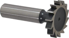 Interstate - 1-1/4" Diam x 7/32" Face Width, High Speed Steel, 14 Teeth, Shank Connection Woodruff Keyseat Cutter - Uncoated, 2-7/32" OAL x 1/2" Shank, Straight Teeth, ANSI 710, Old Standard 20 - Exact Industrial Supply