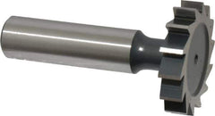Interstate - 1-1/4" Diam x 1/4" Face Width, High Speed Steel, 14 Teeth, Shank Connection Woodruff Keyseat Cutter - Uncoated, 2-1/4" OAL x 1/2" Shank, Straight Teeth, ANSI 810, Old Standard 21 - Exact Industrial Supply