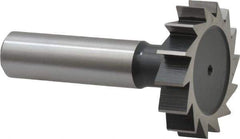 Interstate - 1-3/8" Diam x 5/16" Face Width, High Speed Steel, 14 Teeth, Shank Connection Woodruff Keyseat Cutter - Uncoated, 2-5/16" OAL x 1/2" Shank, Straight Teeth, ANSI 1011, Old Standard 23 - Exact Industrial Supply