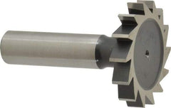 Interstate - 1-1/2" Diam x 1/4" Face Width, High Speed Steel, 16 Teeth, Shank Connection Woodruff Keyseat Cutter - Uncoated, 2-1/4" OAL x 1/2" Shank, Straight Teeth, ANSI 812, Old Standard 24 - Exact Industrial Supply