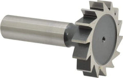 Interstate - 1-1/2" Diam x 5/16" Face Width, High Speed Steel, 16 Teeth, Shank Connection Woodruff Keyseat Cutter - Uncoated, 2-5/16" OAL x 1/2" Shank, Straight Teeth, ANSI 1012, Old Standard 25 - Exact Industrial Supply