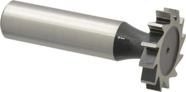 Interstate - 1" Diam x 3/16" Face Width, Cobalt, 12 Teeth, Shank Connection Woodruff Keyseat Cutter - Uncoated, 2-3/16" OAL x 1/2" Shank, Straight Teeth, ANSI 608, Old Standard 13 - Exact Industrial Supply