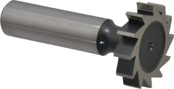 Interstate - 1-1/8" Diam x 1/4" Face Width, Cobalt, 12 Teeth, Shank Connection Woodruff Keyseat Cutter - Uncoated, 2-1/4" OAL x 1/2" Shank, Straight Teeth, ANSI 809, Old Standard 18 - Exact Industrial Supply