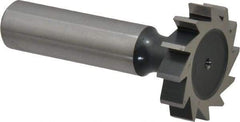 Interstate - 1-1/8" Diam x 1/4" Face Width, Cobalt, 12 Teeth, Shank Connection Woodruff Keyseat Cutter - Uncoated, 2-1/4" OAL x 1/2" Shank, Straight Teeth, ANSI 809, Old Standard 18 - Exact Industrial Supply
