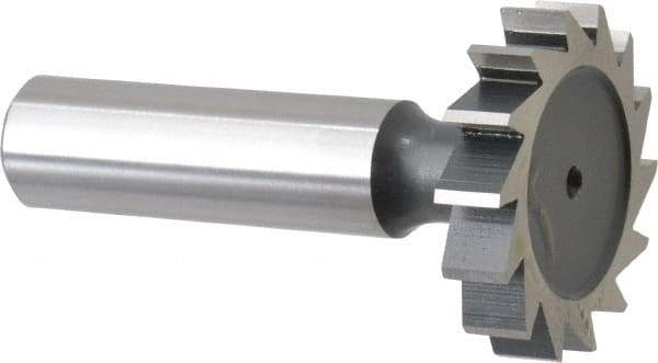 Interstate - 1-1/4" Diam x 1/4" Face Width, Cobalt, 14 Teeth, Shank Connection Woodruff Keyseat Cutter - Uncoated, 2-1/4" OAL x 1/2" Shank, Straight Teeth, ANSI 810, Old Standard 21 - Exact Industrial Supply
