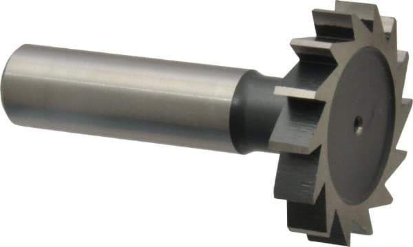 Interstate - 1-3/8" Diam x 1/4" Face Width, Cobalt, 14 Teeth, Shank Connection Woodruff Keyseat Cutter - Uncoated, 2-1/4" OAL x 1/2" Shank, Straight Teeth, ANSI 811, Old Standard 22 - Exact Industrial Supply